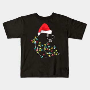 Funny Christmas Dolphin Santa hat Xmas Pajama Boys Kids Girls Kids T-Shirt